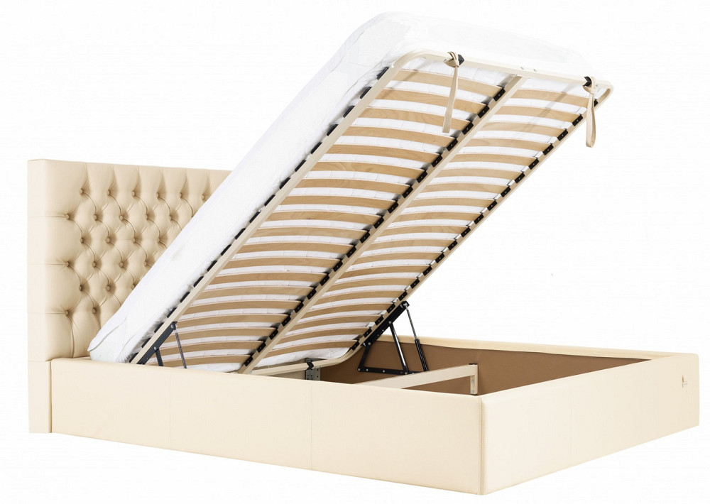 Ліжко Двоспальне Cambridge Comfort 180 х 200 см Fly 2207 З підйомним механізмом та нішою для білизни Бежевий Дніпро - фото 14