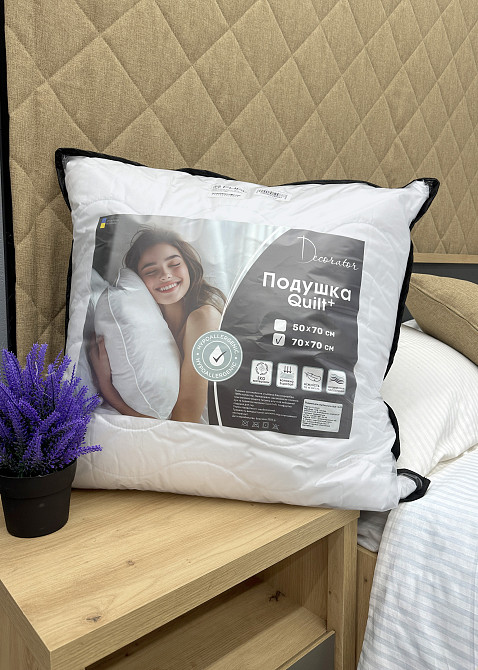 Подушка для сну гіпоалергенна Decorator Quilt 70x70х20 см, колір білий (84-174) Київ - фото 2