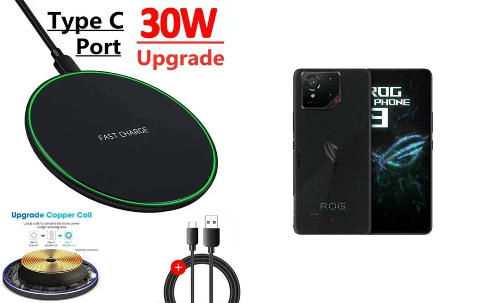 Бездротовий зарядний пристрій Copper до 30W для ASUS ROG Phone 9, Phone 9 Pro, USB-C, LED Київ - фото 5
