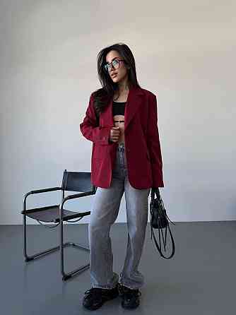 Жіночий класичний оверсайз піджак на підкладці костюмка Бордо, 42/44 Одеса