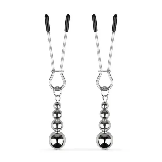 Затискачі для сосків Bedroom Fantasies: Nipple Clamps with Beaded Chain - Silver Львів
