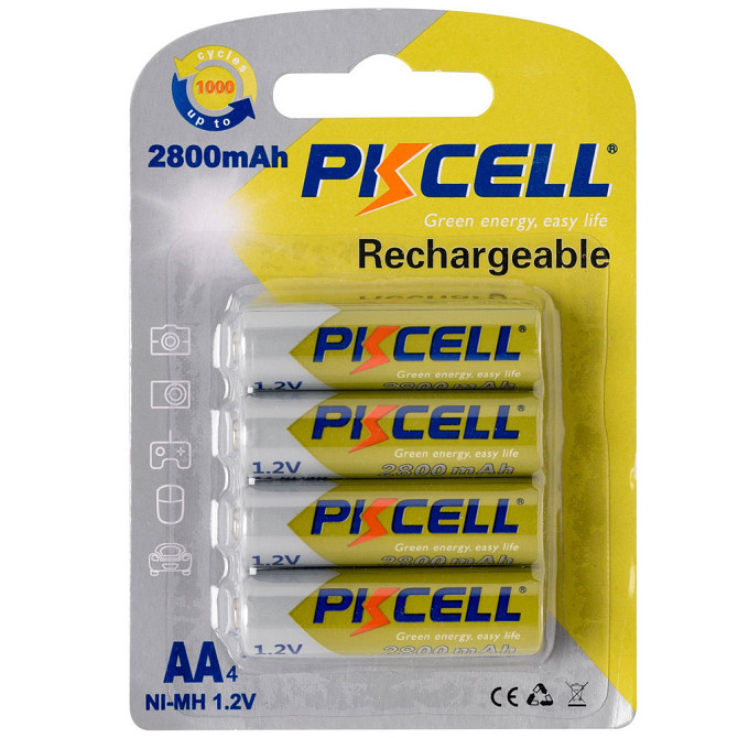 Аккумулятор PKCELL 1.2V AA 2800mAh NiMH Rechargeable Battery, 4 штуки в блистере Полтава - изображение 1