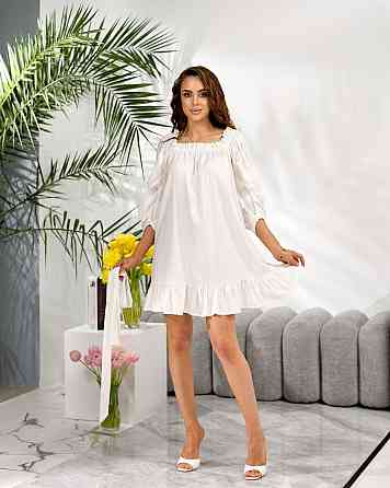 Жіноче легке романтичне мініплаття з льону. Молочний, 42/44 Одеса