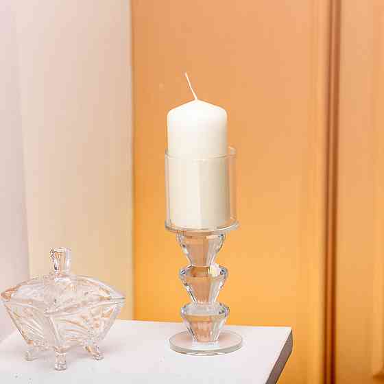 Підсвічник скляний 6×16.5 см на одну свічку підсвічник келих на ніжці декоративний прозорий HP-4-29L Київ