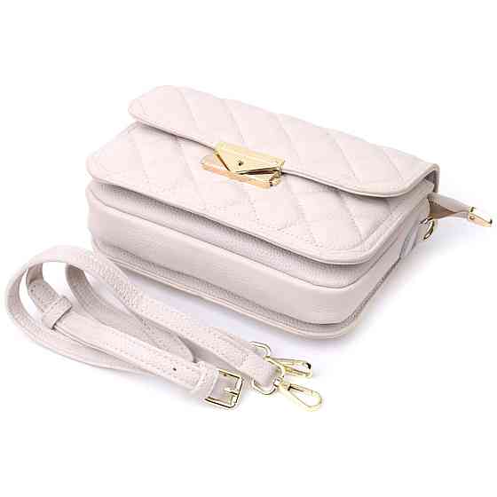 Утонченная женская сумка с оригинальной защелкой из натуральной кожи Vintage 22672 Белая Киев