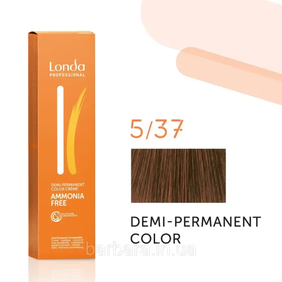 Тонуюча безаміачна фарба для волосся Londа Demi-Permanent Color 5/37 светлый шатен золотисто-коричневый Киев