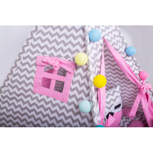 Вігвам Хатка комплект Бобон Мрія Рожевий із сірим — Великий 150*150 см Київ