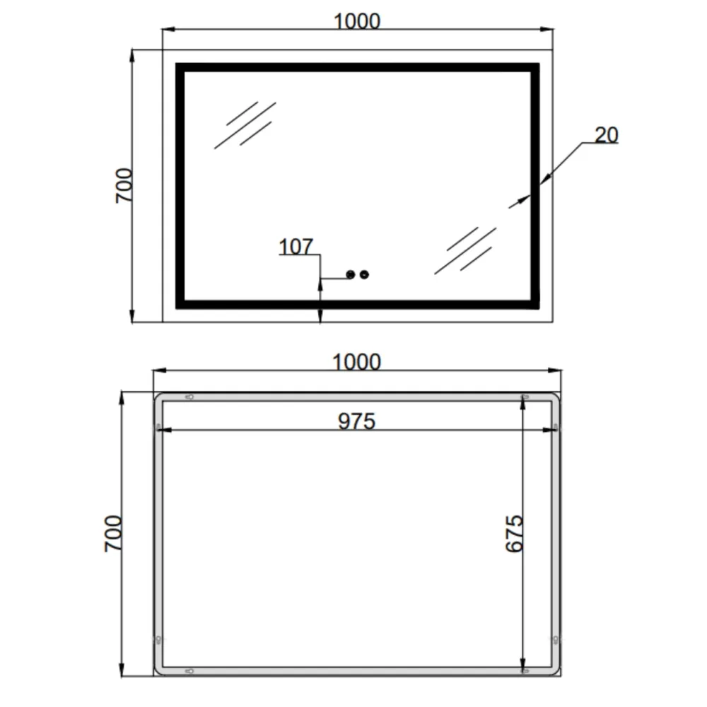 Дзеркало Qtap Mideya (MI1) 1000х700 з LED-підсвіткою Touch, з антизапотіванням, димером, регумацію QT2078NCF10070 Київ - фото 8