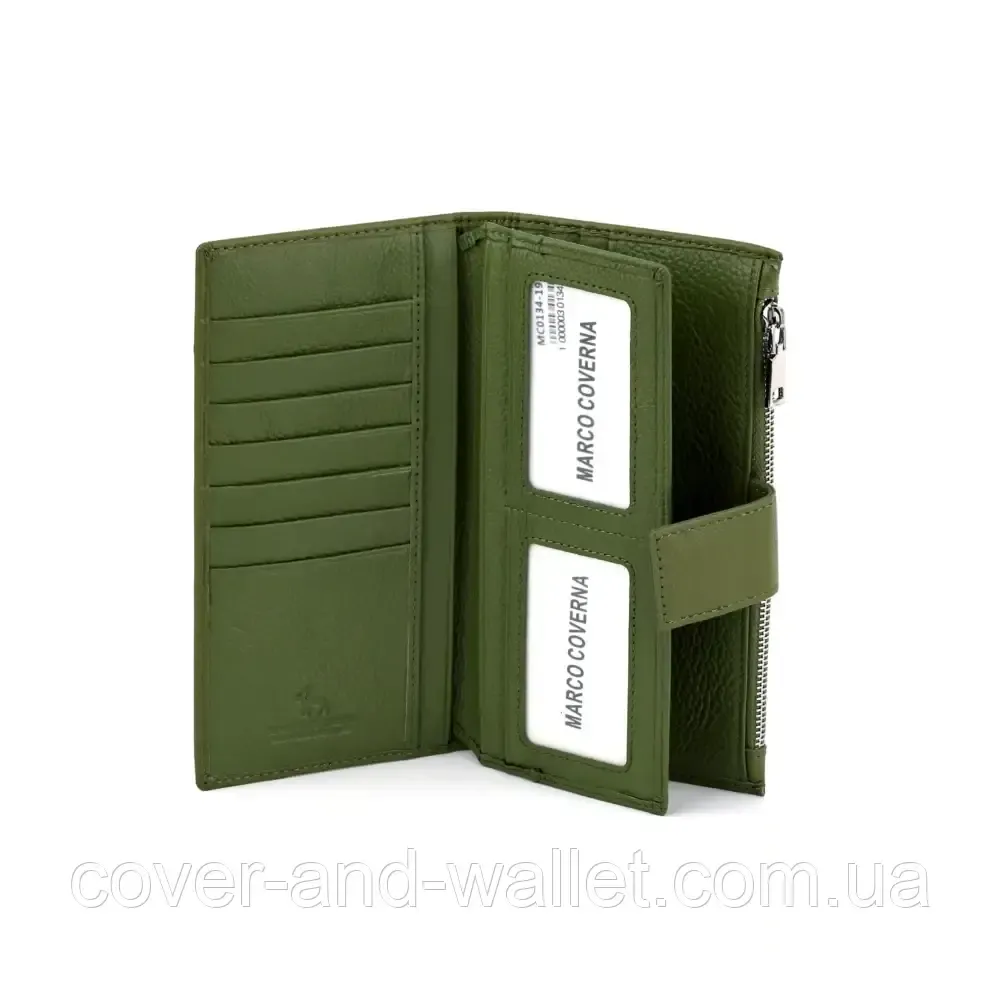 Стильний шкіряний жіночий гаманець зеленого кольору Marco Coverna  MC 0134-19 Київ - фото 14