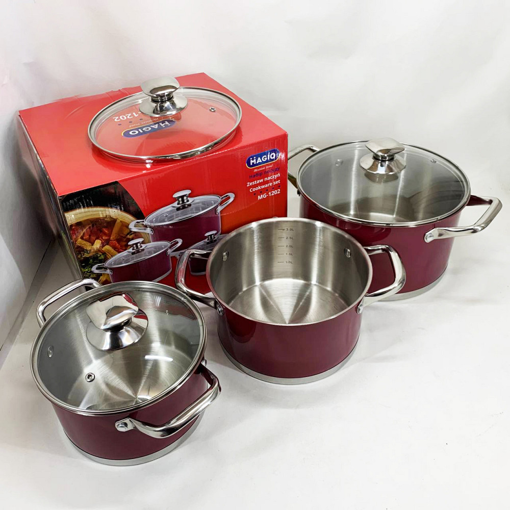 Набор качественных каструль MAGIO MG-1202 6 шт, Хорошие кастрюли, Кастрюля из нержавеющей стали YD-82 Львов - изображение 5