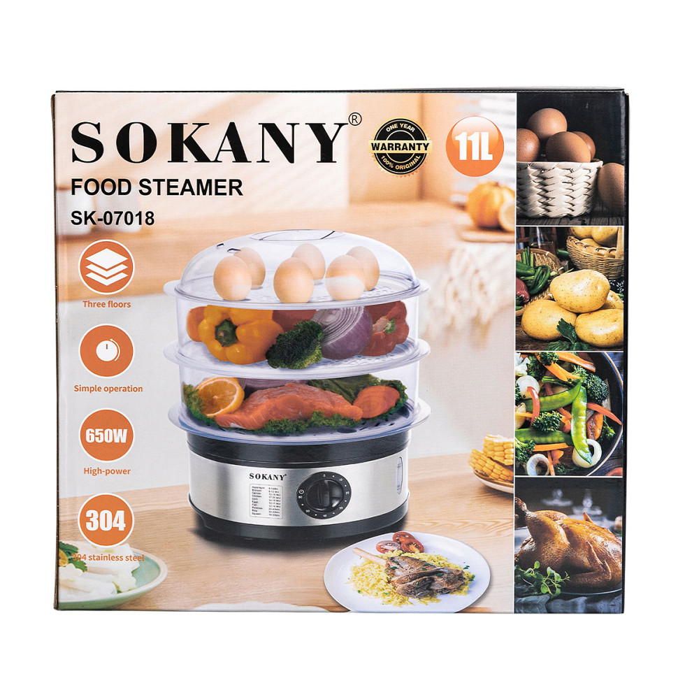 Sokany Пароварка електрична трирівнева 650 Вт 11 л з таймером і захистом від перегріву Sokany S Київ - фото 7
