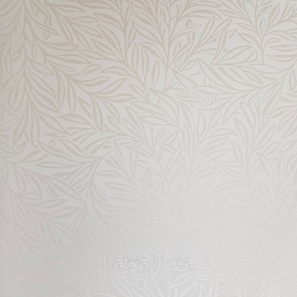 Шпалери флізелінові екологічно чисті Rasch Salisbury 0.53х10 листя гілки маленькі сріблясті на білому Київ - фото 3