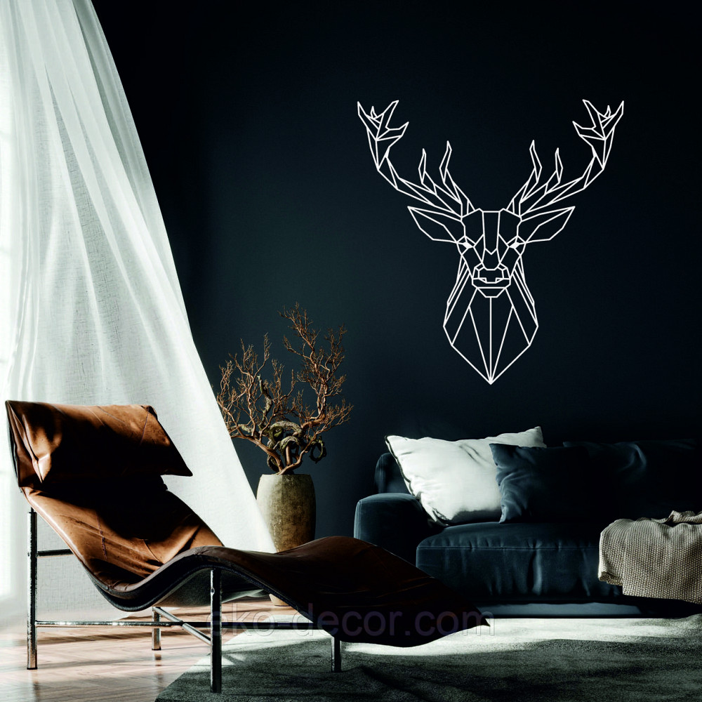 Декоративное настенное Панно «Олень», Декор на стену 50*46 см, Белый Киев - изображение 1