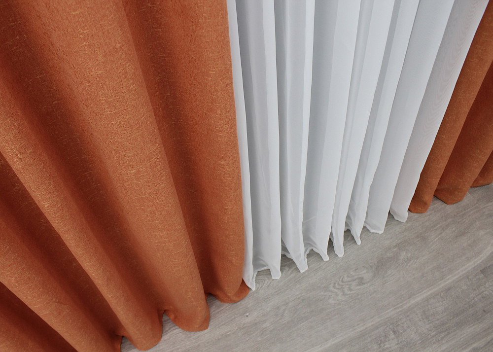 Комплект готовых штор VR-Textil Лен № 1435ш Оранжевый 150х270 см 2 шт (33-0314) Киев - изображение 7