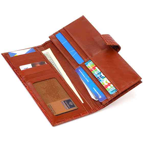 Ультрамодний гаманець для чоловіків з натуральної шкіри з тисненням під крокодила CANPELLINI 21918 Рудий Київ