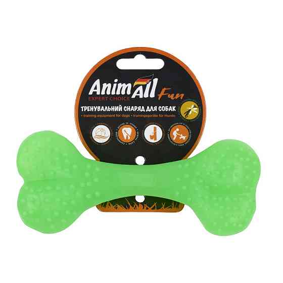 Іграшка AnimAll Fun кістка для собак, зелена, 15 см Київ