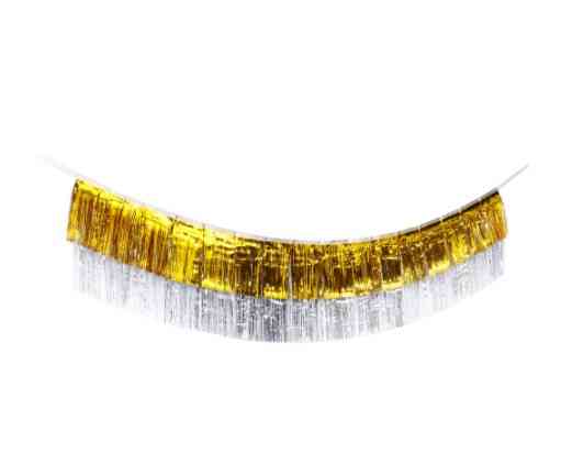 Гирлянда из дождика для фотозоны 175 на 35 см серебристо-золотистый Киев