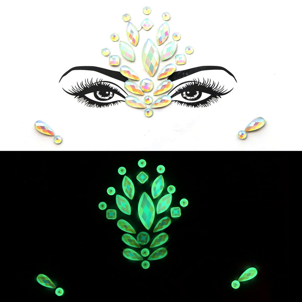 Термонаклейки стрази для обличчя фосфорні one size різнобарвний Київ - фото 1