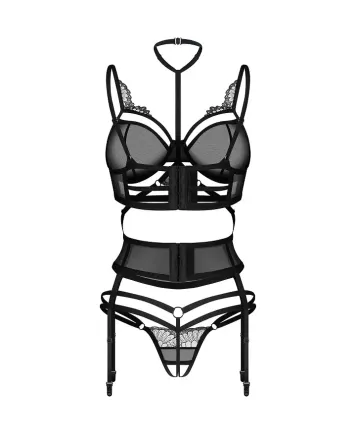 Комплект Obsessive Premisis Black 3-pcs crotchless set 2XL/3X Львов