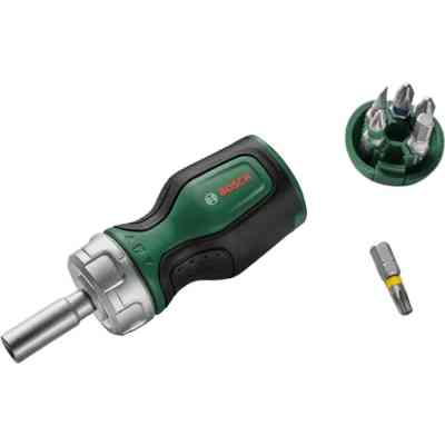 Набір викруток Bosch з тріскачкою, 6 насадок, руків&apos;&apos;я TPR , 111мм, сталь CrV (1.600.A03.2UY) Вінниця