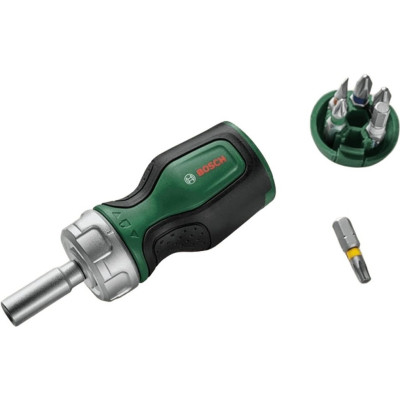 Набор отверток Bosch с трещоткой, 6 насадок, рукоятка TPR, 111мм, сталь CrV (1.600.A03.2UY) Винница - изображение 2