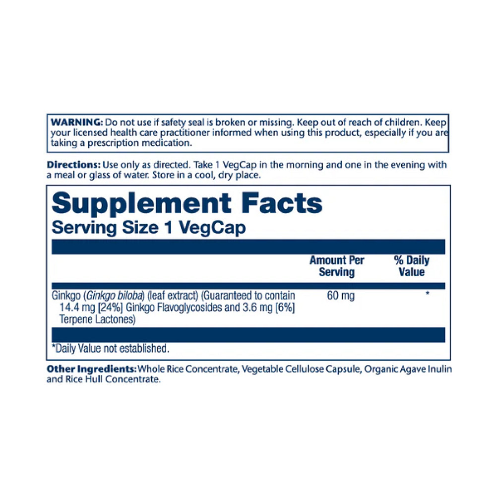 Ginkgo Biloba Leaf Extract 60mg - 60 vcaps Луцьк - фото 2