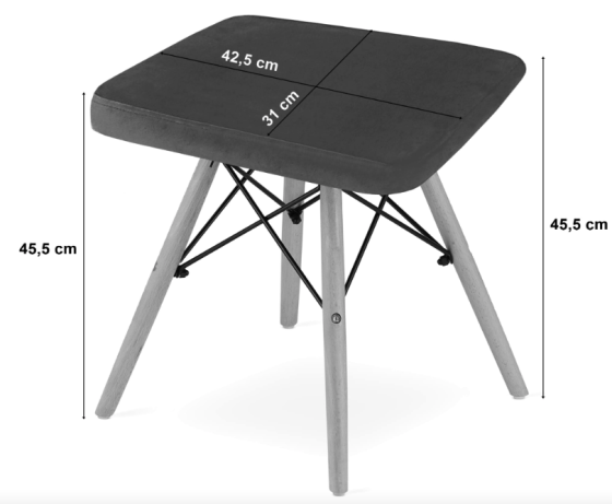 Табурет Leobert Werk квадратний з дерев'яними ніжками сірий темний Київ