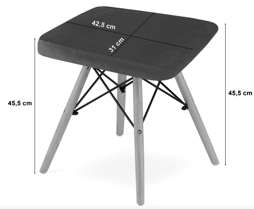 Табурет Leobert Werk квадратний з дерев'яними ніжками сірий темний Київ - фото 5