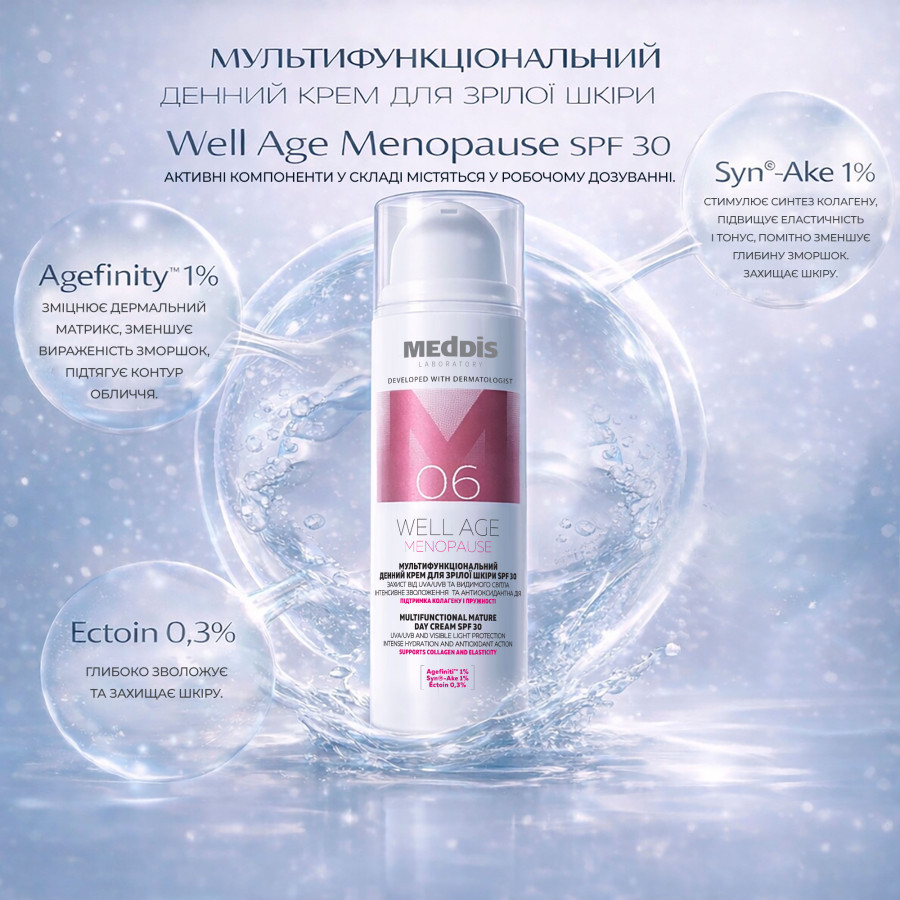 Мультифункциональный дневной крем для зрелой кожи SPF 30 Well Age Menopause Meddis 50 мл Киев - изображение 6