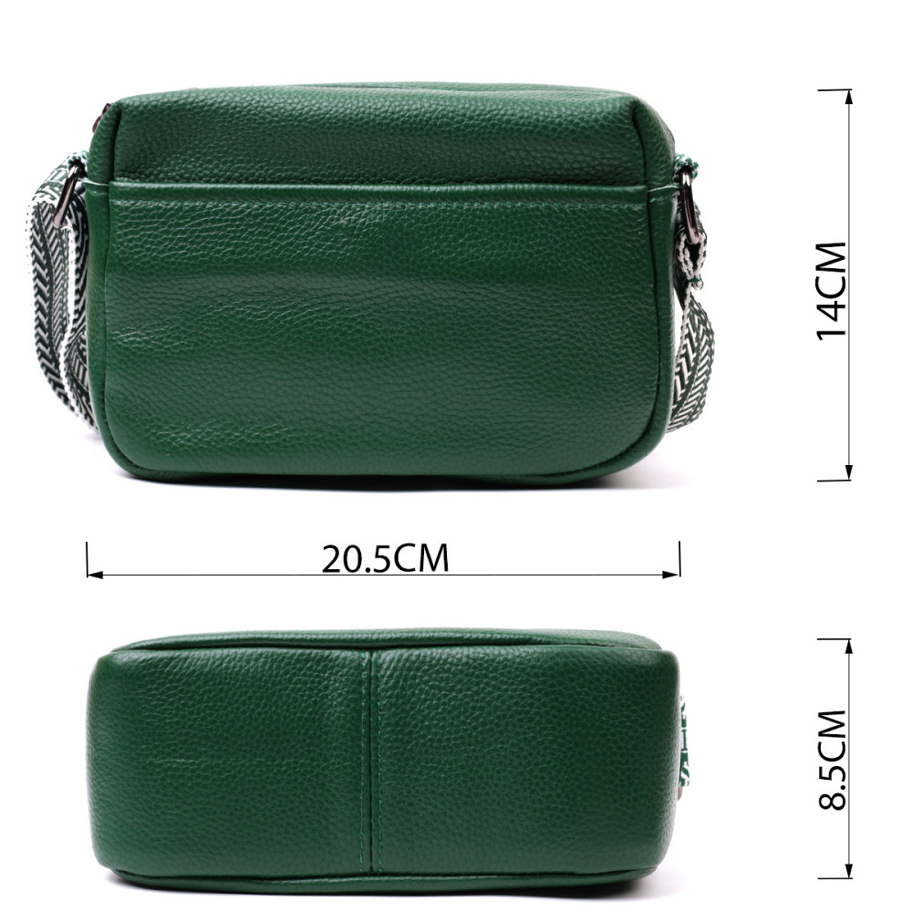 Сумка на одне відділення для стильних жінок із натуральної шкіри Vintage 22603 Зелена Київ - фото 3