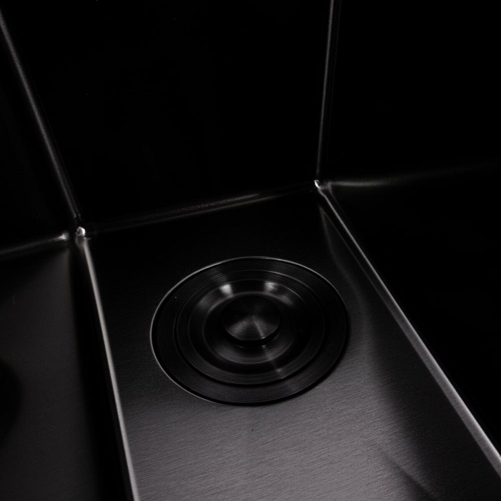 Мийка кухонна нержавіюча сталь PVD чорна на дві чаші для кухні VALESO 60*50D Handmade 3.0/0.8 Коломия - фото 12