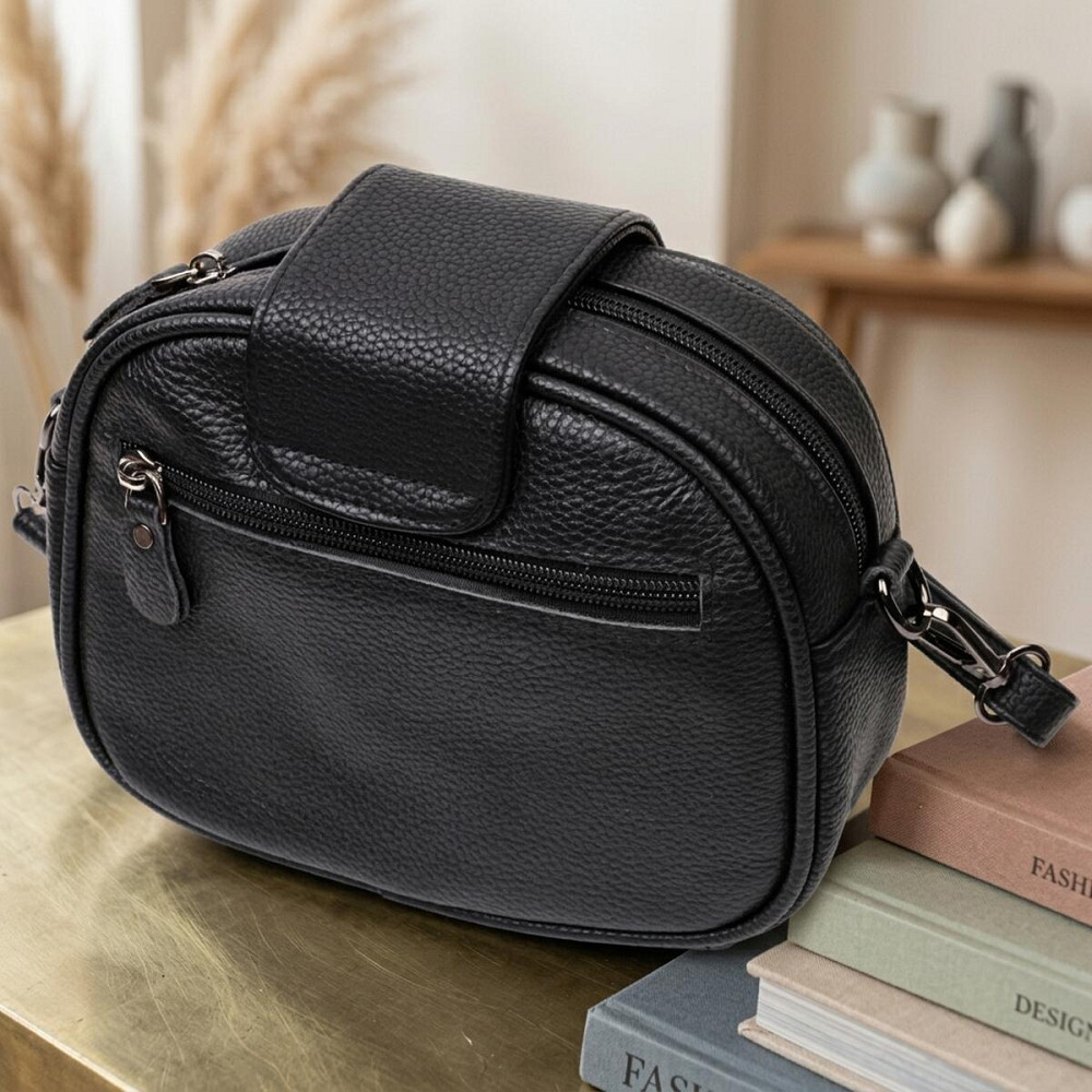 Фактурна сумка для жінок з натуральної шкіри з тисненням під змію Vintage 22354 Чорна Київ - фото 14