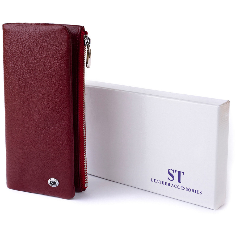 Вертикальний гаманець на кнопці жіночий ST Leather 19204 Бордовий Київ - фото 7