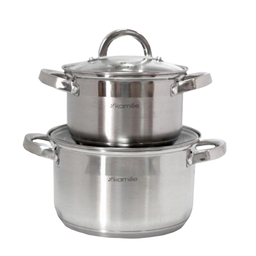 Набір каструль 4 предмети (каструлі 2,1/3,8л) нержавіюча сталь порожнисті ручки 5627S KAMILLE Житомир