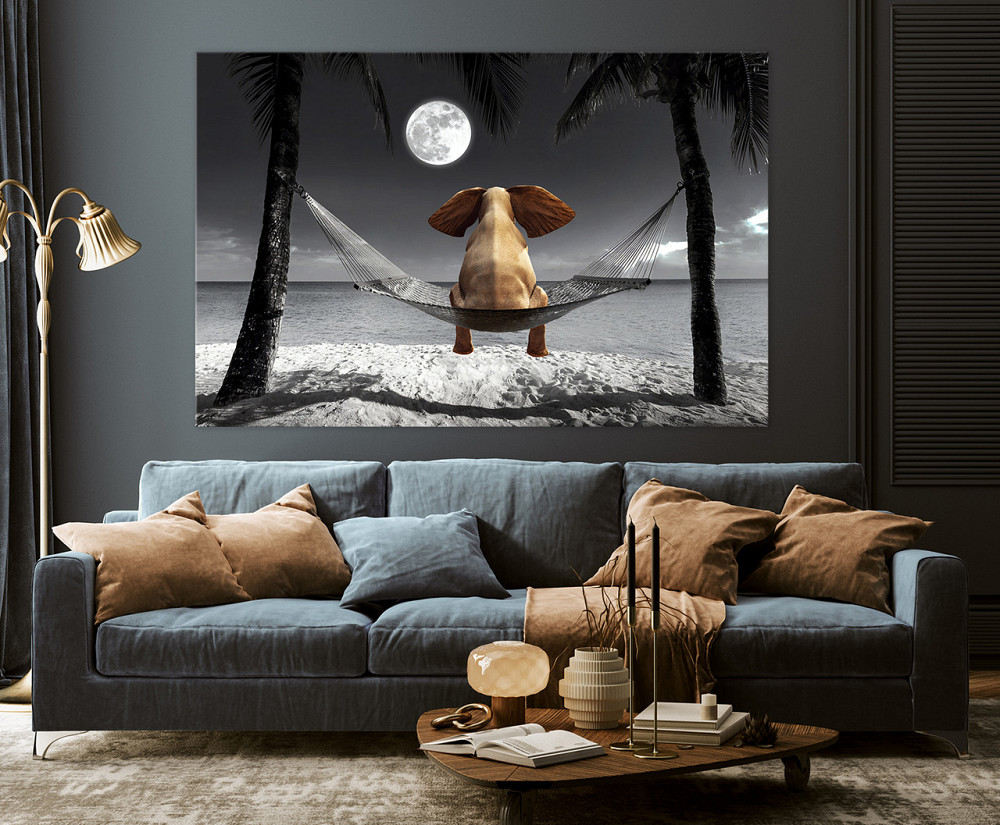 Картина холст у вітальню / спальню Слоник  на пляжі    MLP_4 ( 60х30см ) 50x100 см Київ - фото 3