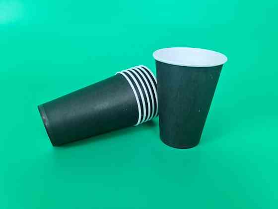 Склянки паперові одноразові 340 мл Чорний/Білий (50 шт.) Харків