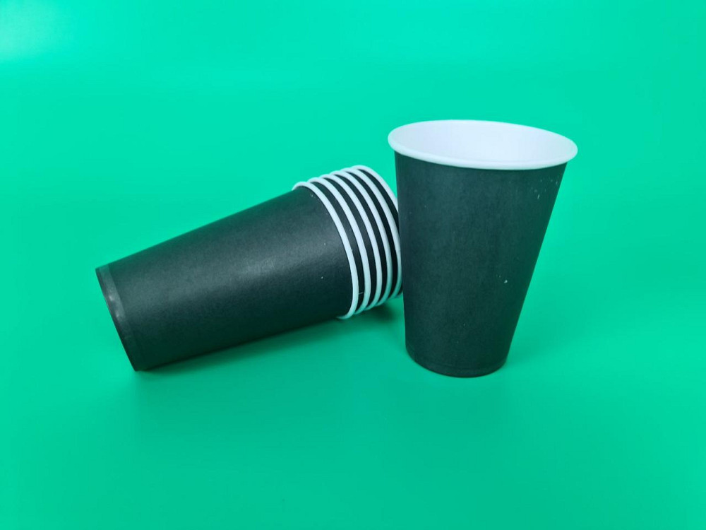 Склянки паперові одноразові 340 мл Чорний/Білий (50 шт.) Харків - фото 1