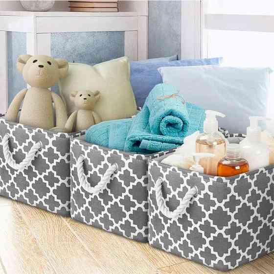 Корзины Органайзеры Lovely Svi 3 шт: для хранения белья, одежды, косметики, книг, игрушек - 38×28×24 см Серые Киев