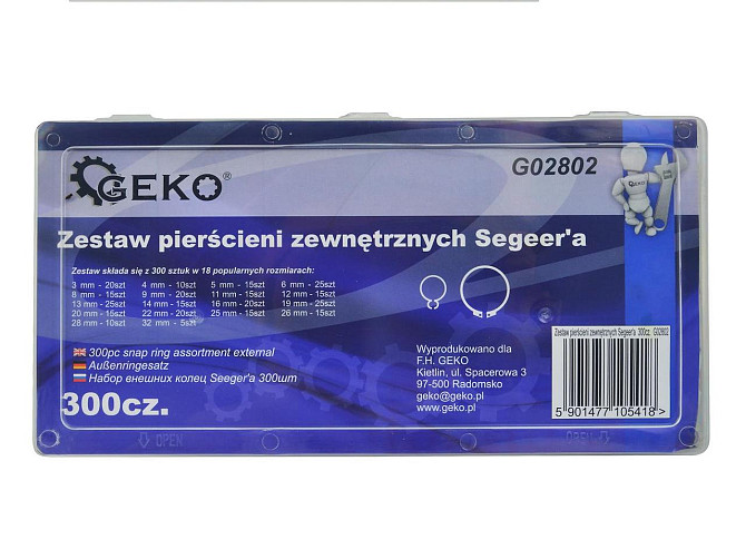 РемНабір стопорних кілець "GeKo" Segera зовнішні,  комплект: 18 розмірів -  300 штук Стрий - фото 4