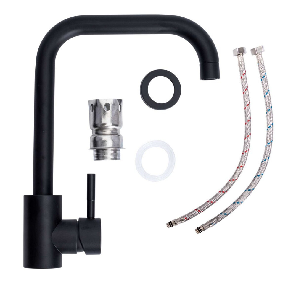 VALESO Комплект: Мийка 6550 LOTOS чорна + Змішувач BG77 чорний + Сифон 1041 Киев - изображение 6