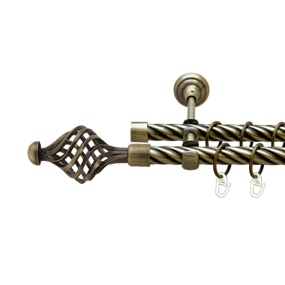 Карниз Orvit Арезо металевий дворядний відкритий скручена труба кільце металеве Антик 19\19 мм 160 см Львов - изображение 1