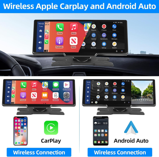 Б/В Портативна мультимедійна система Podofo 10.26" IPS — Бездротовий Apple CarPlay та Android Auto, Bluetooth, FM, AUX, 7-32V Київ