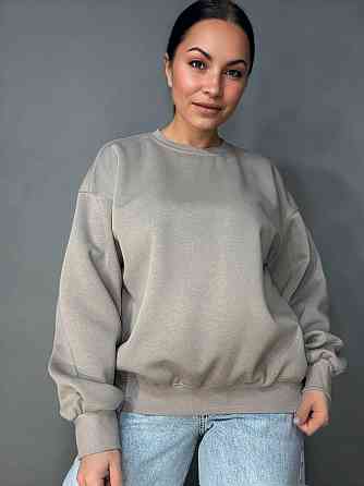 Свитшот женский A-N 30070-1 базовый оверсайз однотонный, бежевый, one size Киев