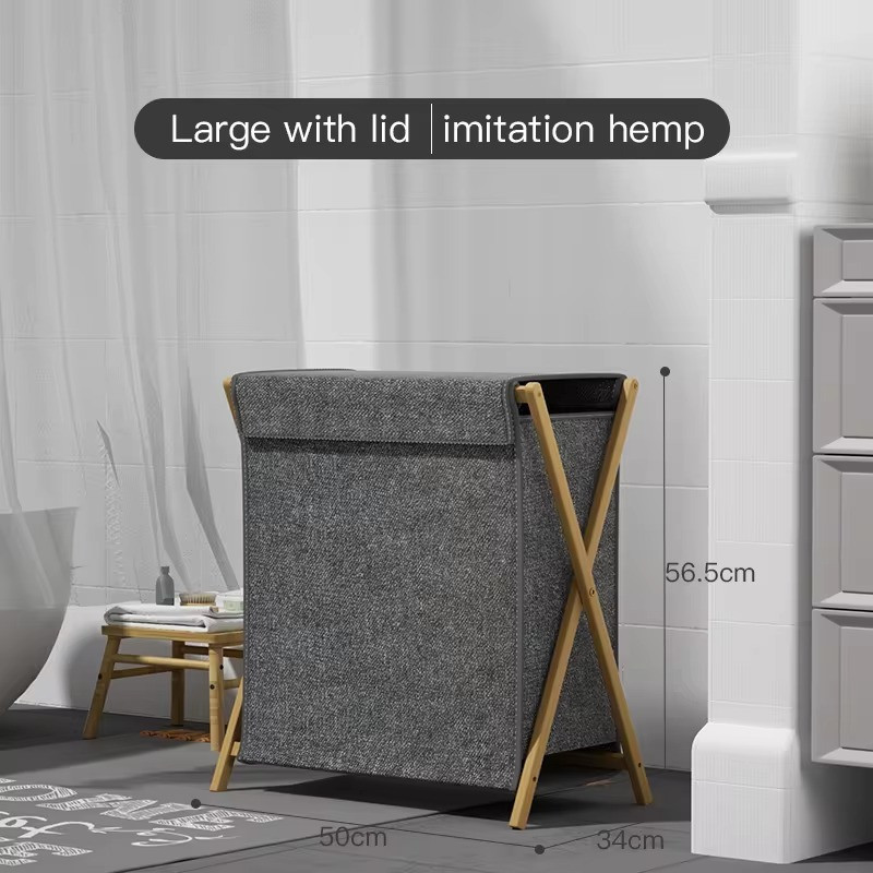 Корзина с крышкой для белья складная с крышкой, размер L, серая Каменец-Подольский - изображение 3