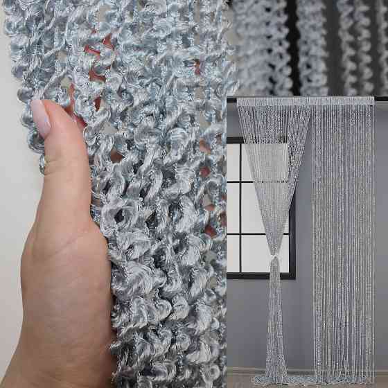 Шторы-нити спираль с люрексом Серый 300х300см 1 шт (61-022) Киев