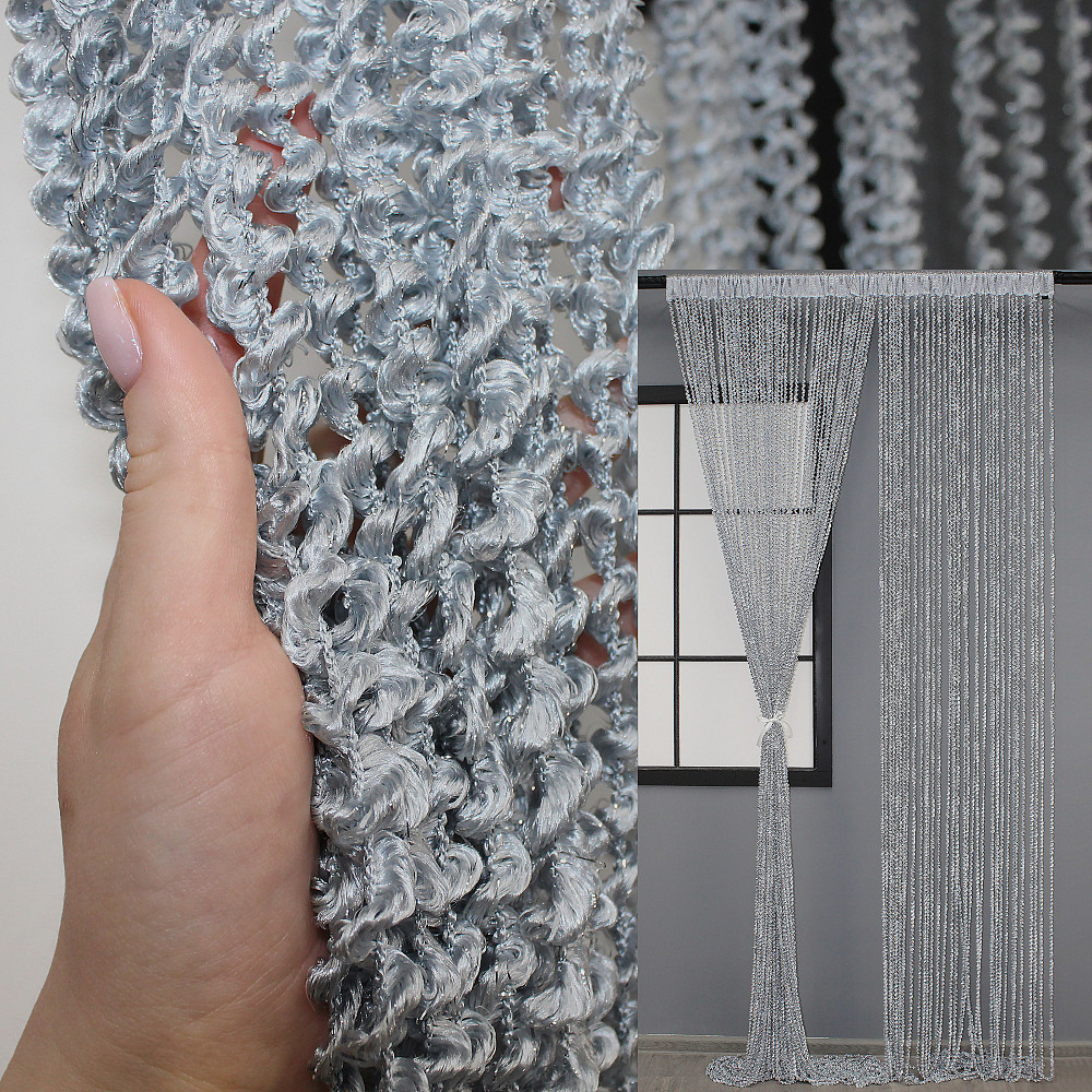 Шторы-нити спираль с люрексом Серый 300х300см 1 шт (61-022) Киев - изображение 1