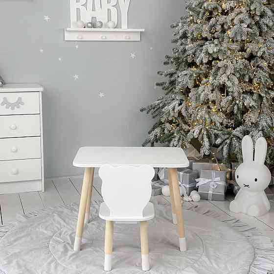 Стіл і стілець "Медведик" для хлопчачої кімнати, білий Київ