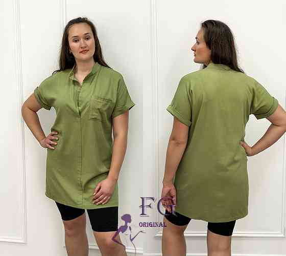 Женская льняная туника большого размера Inga 50-52, Хаки Киев