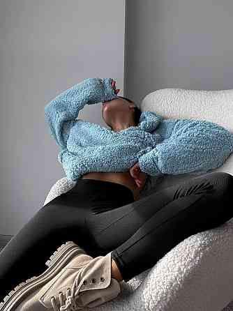 Стильный женский теплый костюм двойка Тедды,рубчик плотный с начесом Голубой, 46/48 Одесса