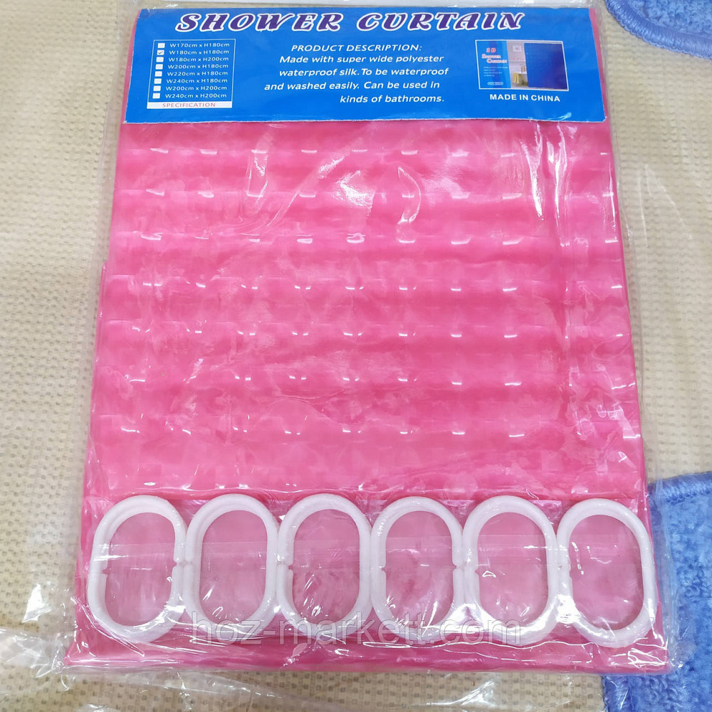 Штора в ванную силиконовая с 3 D эффектом шторка для ванной розовая 180 х 180 см Харьков - изображение 5
